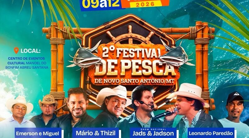 Novo Santo Antônio realiza o 2º Festival de Pesca com R$ 50 mil em premiações e grandes shows