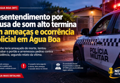 Desentendimento por causa de som alto termina em ameaças e ocorrência policial em Água Boa