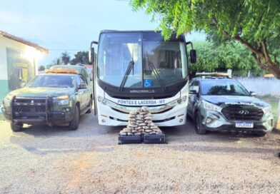 Polícia Militar e Gefron apreendem 31 tabletes de maconha escondidos em bagageiro de ônibus